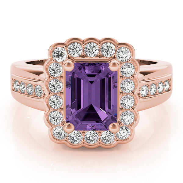 Sculpted Color Rings Emerald Diamond Engagement Ring — 9K/18K Gold & Platinum