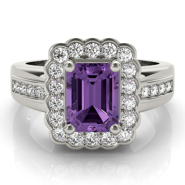 Sculpted Color Rings Emerald Diamond Engagement Ring — 9K/18K Gold & Platinum