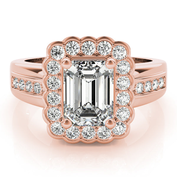 Sculpted Color Rings Emerald Diamond Engagement Ring — 9K/18K Gold & Platinum