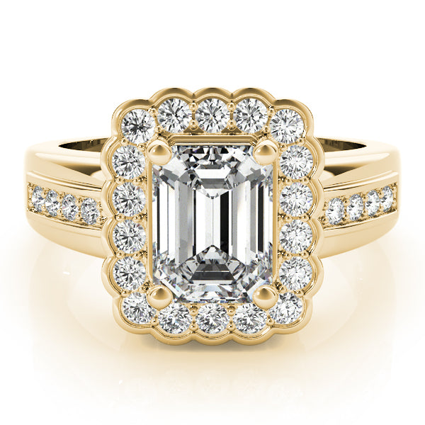 Sculpted Color Rings Emerald Diamond Engagement Ring — 9K/18K Gold & Platinum