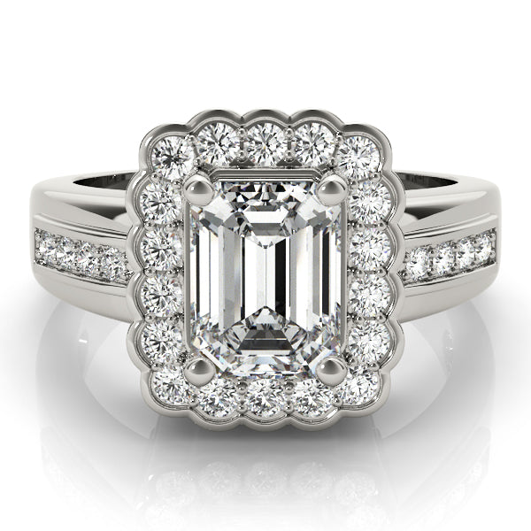 Sculpted Color Rings Emerald Diamond Engagement Ring — 9K/18K Gold & Platinum