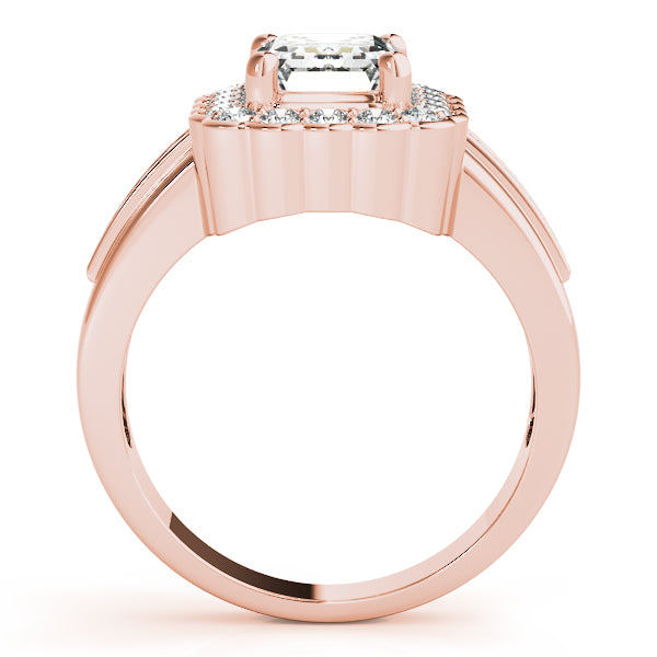 Sculpted Color Rings Emerald Diamond Engagement Ring — 9K/18K Gold & Platinum