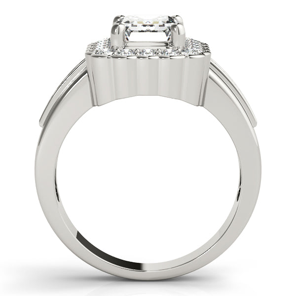 Sculpted Color Rings Emerald Diamond Engagement Ring — 9K/18K Gold & Platinum