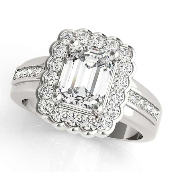 Sculpted Color Rings Emerald Diamond Engagement Ring — 9K/18K Gold & Platinum