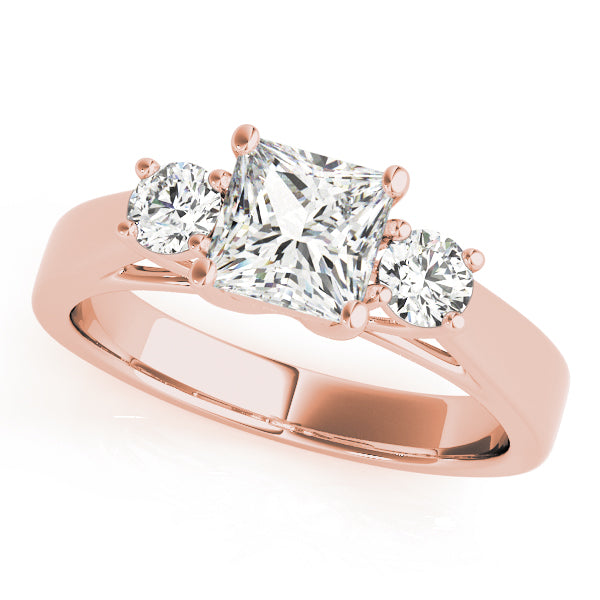Couture Three-Stone Princess Diamond Engagement Ring — 9K/18K Gold & Platinum