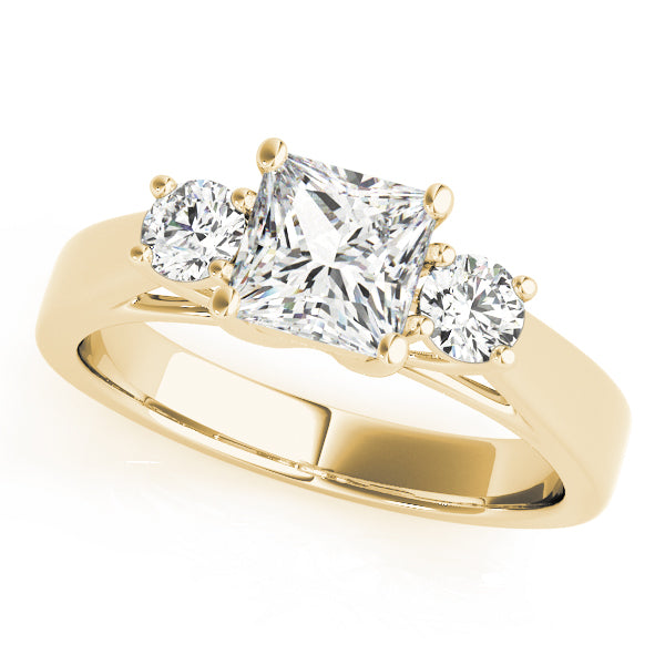 Couture Three-Stone Princess Diamond Engagement Ring — 9K/18K Gold & Platinum