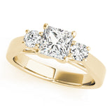 Couture Three-Stone Princess Diamond Engagement Ring — 9K/18K Gold & Platinum