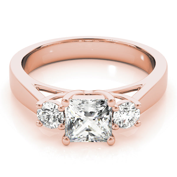 Couture Three-Stone Princess Diamond Engagement Ring — 9K/18K Gold & Platinum
