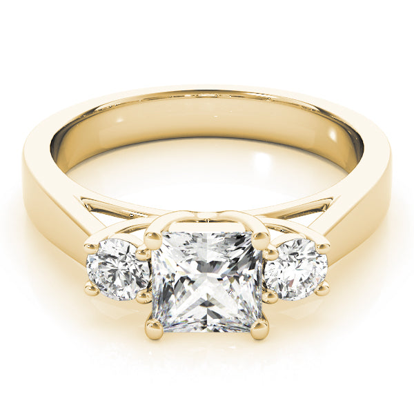 Couture Three-Stone Princess Diamond Engagement Ring — 9K/18K Gold & Platinum