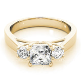 Couture Three-Stone Princess Diamond Engagement Ring — 9K/18K Gold & Platinum