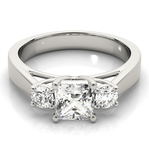 Couture Three-Stone Princess Diamond Engagement Ring — 9K/18K Gold & Platinum