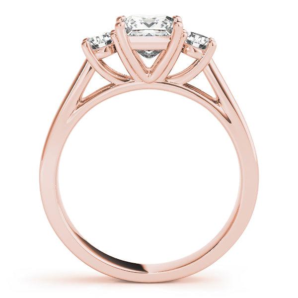 Couture Three-Stone Princess Diamond Engagement Ring — 9K/18K Gold & Platinum