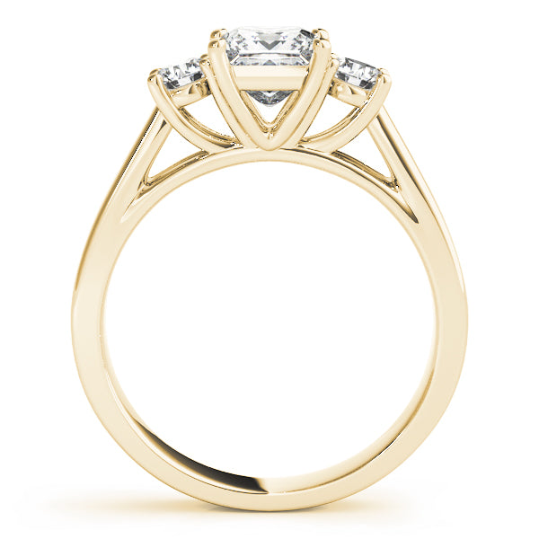 Couture Three-Stone Princess Diamond Engagement Ring — 9K/18K Gold & Platinum
