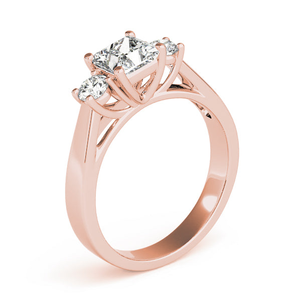Couture Three-Stone Princess Diamond Engagement Ring — 9K/18K Gold & Platinum