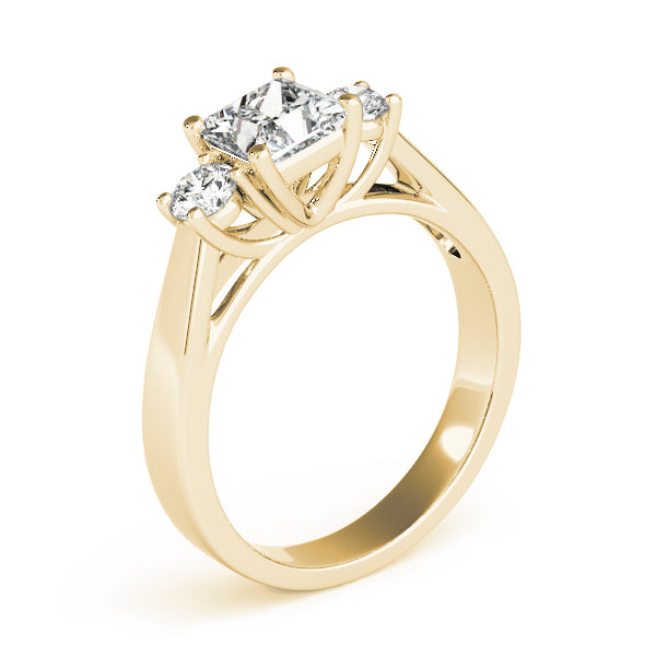 Couture Three-Stone Princess Diamond Engagement Ring — 9K/18K Gold & Platinum