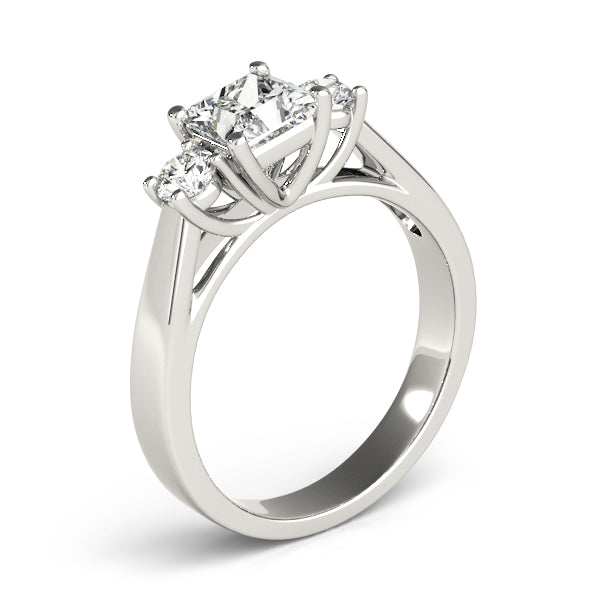 Couture Three-Stone Princess Diamond Engagement Ring — 9K/18K Gold & Platinum