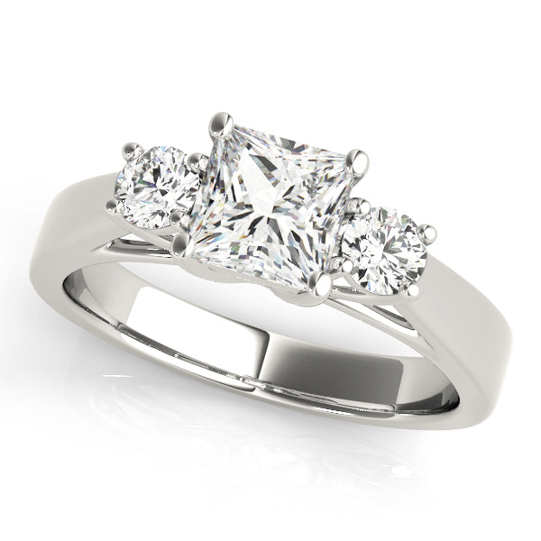 Couture Three-Stone Princess Diamond Engagement Ring — 9K/18K Gold & Platinum