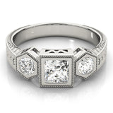 Romantic Three-Stone Princess Diamond Engagement Ring — 9K/18K Gold & Platinum
