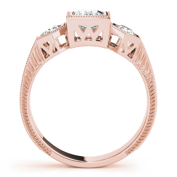 Romantic Three-Stone Princess Diamond Engagement Ring — 9K/18K Gold & Platinum