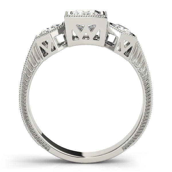Romantic Three-Stone Princess Diamond Engagement Ring — 9K/18K Gold & Platinum