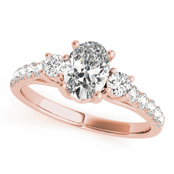 Lustrous Three-Stone Oval Diamond Engagement Ring — 9K/18K Gold & Platinum