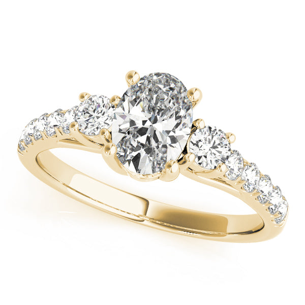 Lustrous Three-Stone Oval Diamond Engagement Ring — 9K/18K Gold & Platinum