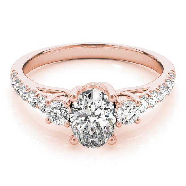 Lustrous Three-Stone Oval Diamond Engagement Ring — 9K/18K Gold & Platinum