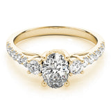 Lustrous Three-Stone Oval Diamond Engagement Ring — 9K/18K Gold & Platinum