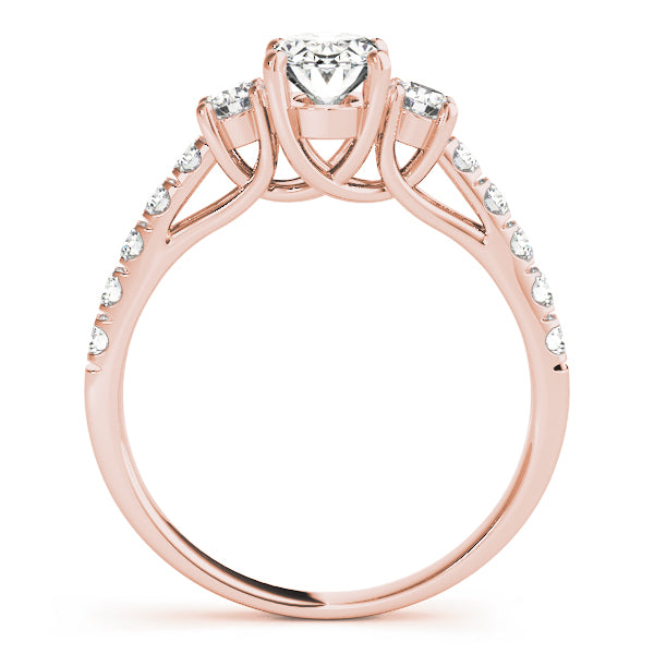 Lustrous Three-Stone Oval Diamond Engagement Ring — 9K/18K Gold & Platinum