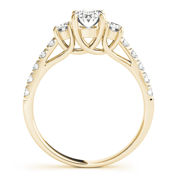 Lustrous Three-Stone Oval Diamond Engagement Ring — 9K/18K Gold & Platinum
