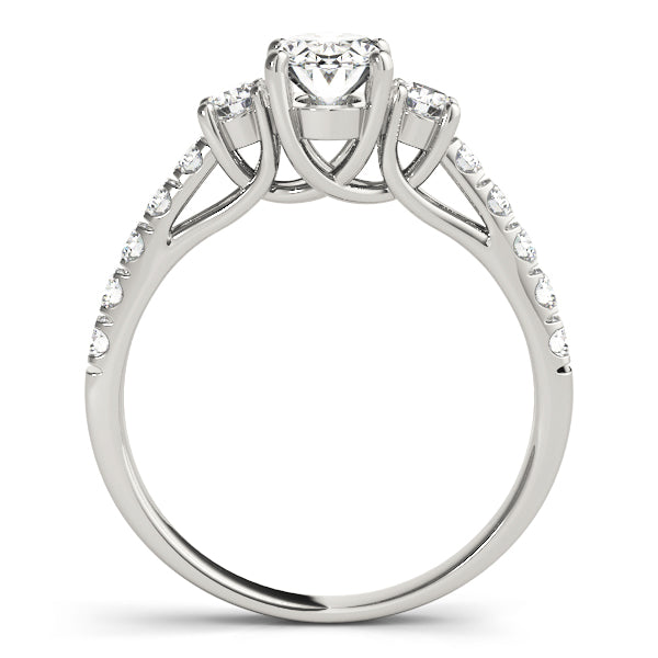 Lustrous Three-Stone Oval Diamond Engagement Ring — 9K/18K Gold & Platinum