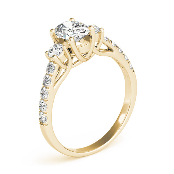 Lustrous Three-Stone Oval Diamond Engagement Ring — 9K/18K Gold & Platinum
