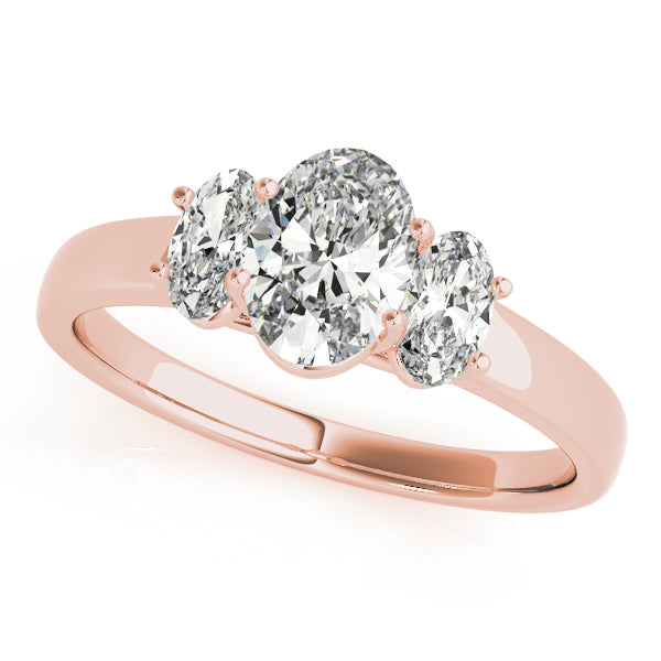 Celestial Three-Stone Oval Diamond Engagement Ring — 9K/18K Gold & Platinum