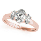 Celestial Three-Stone Oval Diamond Engagement Ring — 9K/18K Gold & Platinum