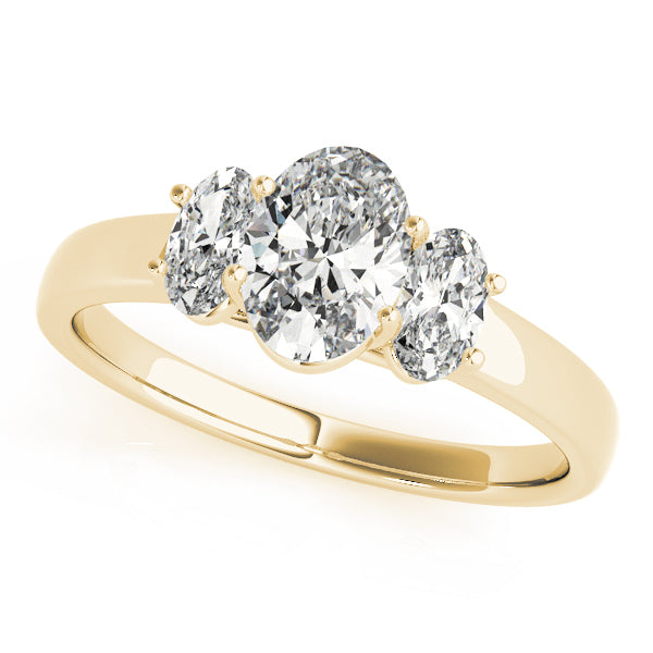 Celestial Three-Stone Oval Diamond Engagement Ring — 9K/18K Gold & Platinum