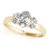 Celestial Three-Stone Oval Diamond Engagement Ring — 9K/18K Gold & Platinum