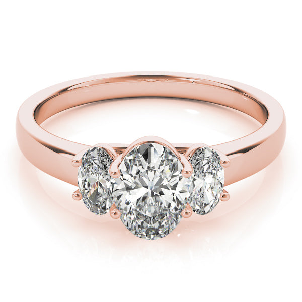 Celestial Three-Stone Oval Diamond Engagement Ring — 9K/18K Gold & Platinum