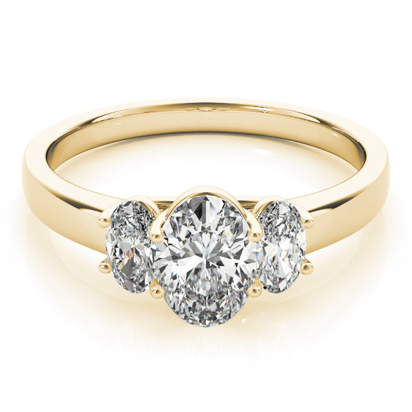 Celestial Three-Stone Oval Diamond Engagement Ring — 9K/18K Gold & Platinum