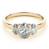 Celestial Three-Stone Oval Diamond Engagement Ring — 9K/18K Gold & Platinum