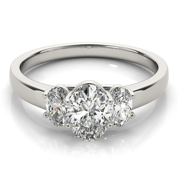 Celestial Three-Stone Oval Diamond Engagement Ring — 9K/18K Gold & Platinum