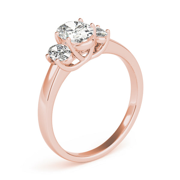 Celestial Three-Stone Oval Diamond Engagement Ring — 9K/18K Gold & Platinum