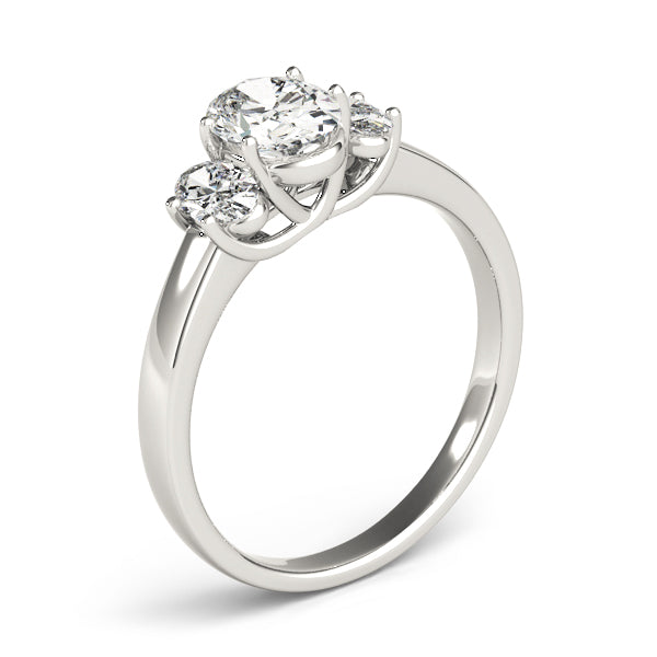 Celestial Three-Stone Oval Diamond Engagement Ring — 9K/18K Gold & Platinum