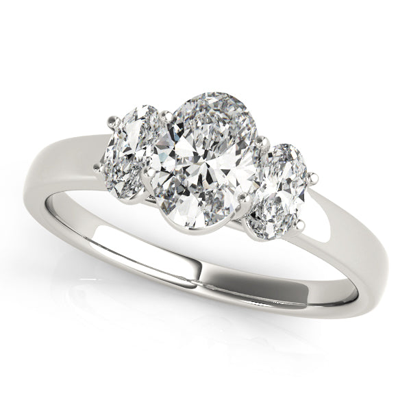 Celestial Three-Stone Oval Diamond Engagement Ring — 9K/18K Gold & Platinum