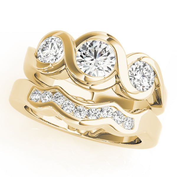 Enchanted Three-Stone Round Diamond Engagement Ring — 9K/18K Gold & Platinum