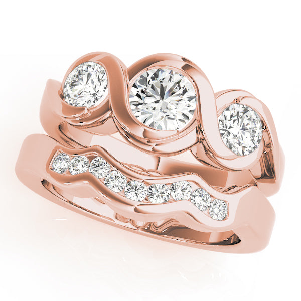 Enchanted Three-Stone Round Diamond Engagement Ring — 9K/18K Gold & Platinum