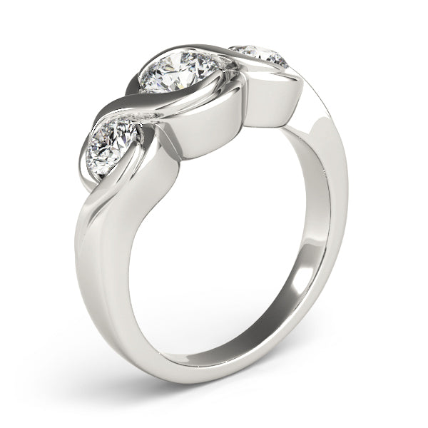 Enchanted Three-Stone Round Diamond Engagement Ring — 9K/18K Gold & Platinum