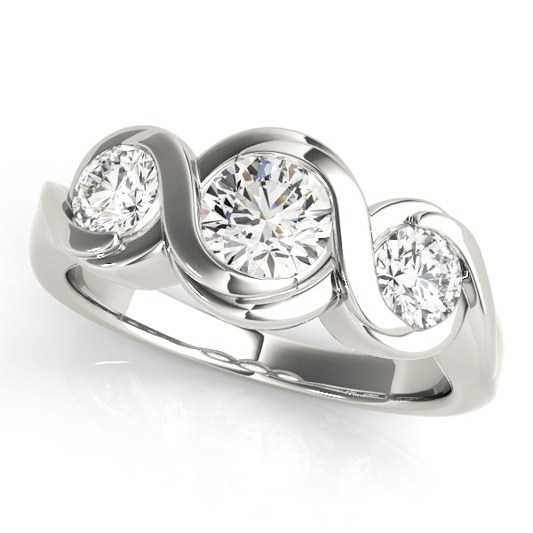 Enchanted Three-Stone Round Diamond Engagement Ring — 9K/18K Gold & Platinum