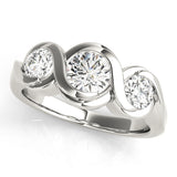 Enchanted Three-Stone Round Diamond Engagement Ring — 9K/18K Gold & Platinum