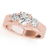 Pristine Three-Stone Round Diamond Engagement Ring — 9K/18K Gold & Platinum