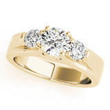 Pristine Three-Stone Round Diamond Engagement Ring — 9K/18K Gold & Platinum